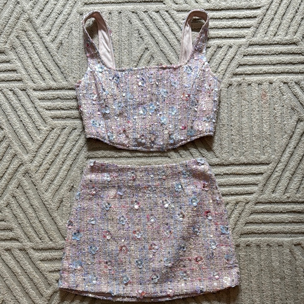 Altar'd State Pink Mini Pencil Skirt Set size small top xs small skirt - Picture 4 of 4